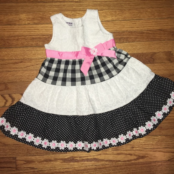 Blueberi Boulevard Baby Girl Dress, Blueberi Boulevard Pink Black White Dress - Picture 12 of 16